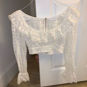 Zimmerman White Ruffle Cropped Blouse